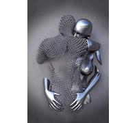 MKHFUW Figura de metal 3D Estatua Arte Lienzo Pintura Romántica Abstracta Pósteres e impresiones Amantes Escultura Póster Amor Corazón Beso Imágenes sin marco (Figura-03.1Pcs-30x40cm)