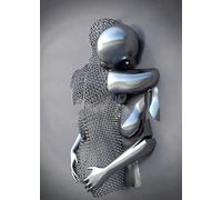 MKHFUW Figura de metal 3D Estatua Arte Lienzo Pintura Romántica Abstracta Pósteres e impresiones Amantes Escultura Póster Amor Corazón Beso Imágenes sin marco (Figura-04.1Pcs-50x70cm)