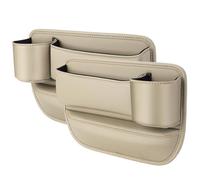 MKHIXTSL Organizador Huecos Asiento Coche para Ford Thunderbird Farris Ranger 2005-2025, 2 Piezas Caja Almacenamiento Cuero Multifunción para Teléfono Llaves Tarjetas y Vasos, C/Beige