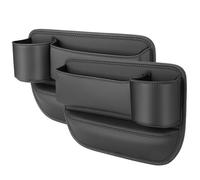 MKHIXTSL Organizador Huecos Asiento Coche para Mercedes CLA CLK CL C118 CLS CLC 2002-2025, 2 Piezas Caja Almacenamiento Cuero Multifunción para Teléfono Llaves Tarjetas y Vasos,A/Black