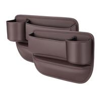 MKHIXTSL Organizador Huecos Asiento Coche para Mercedes EQA EQB EQC EQE EQS 2021-2025, 2 Piezas Caja Almacenamiento Cuero Multifunción para Teléfono Llaves Tarjetas y Vasos, B/Brown