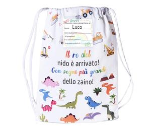 MKISHINE Mochila para guardería con nombre personalizado, bolsa de guardería para niña con frase motivacional + 2 tarjetas personalizables mochila escolar infantil original, Dinosaurio, Medium