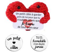 MKISHINE - Regalo divertido con corazón positivo en francés+ficha de abrazo, regalo inspirador para hombre, mujer, pareja, bolsillo reconfortante, no hay falta de golpe (te aime)