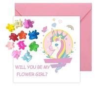 MKISHINE Tarjeta con texto en inglés "Will You Be My Flower Girl", regalo para niña de las flores, pinzas para el pelo de niña de las flores, 10 pinzas para el pelo con texto en inglés "Thank You For