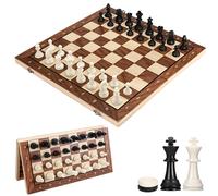 Mkitnvy Ajedrez Magnetico, 3 en 1 Ajedrez Madera Juego de Ajedrez Backgammon Damas, Portátil Plegable Tablero Ajedrez, Chess Board para Niños y Adultos Viaje (39×39cm), CX-GJXQ-39