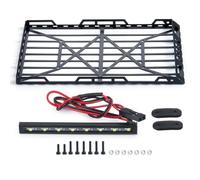 MKIUYVD Accesorios Coches RC para Axial para SCX24 AXI00002 1/24 Portaequipajes De Techo Metal, Red Elástica, Modificación, Modelo Coche RC, Accesorios Decoración, Piezas(with Light)