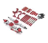 MKIUYVD Accesorios Coches RC para MN D90 D91 D96 MN98 99S 1/12 RC Car Parts Metal Upgrade Conjunto Eje Delantero Y Trasero Barra De Acoplamiento Kit Amortiguador Accesorios Modificación(Red)