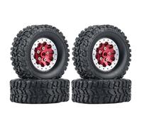 MKIUYVD Neumáticos RC para WPL C14 C24 B14 B24 B36 para MN D90 MN99S 4 Uds. Llanta De para Cubo Rueda con Abalorios Metal Y Neumático Goma Piezas Mejora Coche RC(Red)