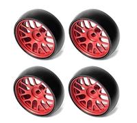 MKIUYVD Piezas RC para Wltoys 284131 K969 K979 K989 para Kyosho 1/28 RC Car Parts 26,5 Mm Hard Drift Metal Wheel Rim Tires(Red)