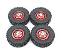 MKIUYVD Piezas RC para WPL C14 C24 C34 C44 C54 B14 B24 para MN D90 para MN78 4 Uds 67mm Llanta De Rueda Metal Neumático Goma Piezas Mejora Coche RC(Red)