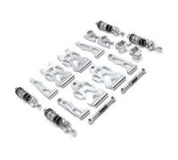 MKIUYVD RC Accesorios para SCY 16101 para JJRC D843-YW Q117A Q130A 1/16 RC Piezas De Coche Brazo Suspensión Copa Dirección Buje Trasero Varillaje Amortiguador(Silver)