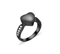 MKJFRLLSA Anillo de urna de corazón de Amor para Cenizas de Perro de Mascota, joyería Conmemorativa para Siempre en mi corazón con Huellas de Pata para cremación