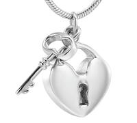 MKJFRLLSA Clave de tu corazón Collar de cremación de acero inoxidable para guardar cenizas de seres queridos, joyería de urna para colgante conmemorativo