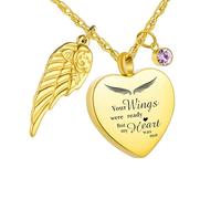 MKJFRLLSA Collar de Urna de Corazón para Cenizas Joyería de Cremación para Cenizas -Tus Alas Estaban Listas Mi Corazón No Lo Estaba