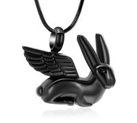 MKJFRLLSA Joyería de cremación con Forma de alas de Conejo para Cenizas Colgante Urna Collar Urna Conmemorativa Joyería de Ceniza para Mujeres y Hombres