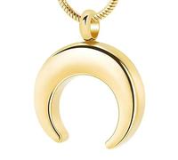 MKJFRLLSA Media Luna de Acero Inoxidable Joyería de cremación Urna Conmemorativa grabable Collar Colgante de Recuerdo para Cenizas