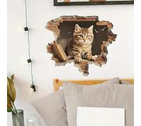 MKJFRLLSA Pegatinas de gato que rompe la pared, calcomanía de inodoro removible, pegatina impermeable de vinilo para coche en decoración de baño, exterior interior