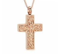 MKJFRLLSA Urna del Árbol de la Vida Collar para la Cruz de Ceniza Cremación Joyería para Mujeres Colgantes Hombre Memoria Humana
