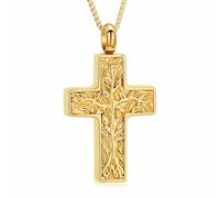 MKJFRLLSA Urna del Árbol de la Vida Collar para la Cruz de Ceniza Cremación Joyería para Mujeres Colgantes Hombre Memoria Humana
