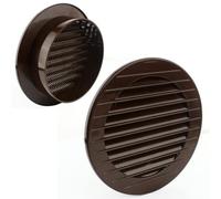 MKK 17969 - Rejilla de ventilación, de escape, para exterior, protección contra insectos, color blanco, gris, marrón, 60, 70, 80, 90, 100, 120, 125, 150 mm, marrón, Ø 80 mm