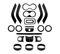 MKKHUYLBCM Pegatinas Coche para J&eep para Wrangler JK 2011-2017 Volante Consola Central Puerta Ventilación Aire Acondicionado Engranaje Portavasos Cubierta Embellecedora(Black 21pcs)