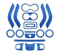 MKKHUYLBCM Pegatinas Coche para J&eep para Wrangler JK 2011-2017 Volante Consola Central Puerta Ventilación Aire Acondicionado Engranaje Portavasos Cubierta Embellecedora(Blue 18pcs)