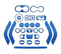 MKKHUYLBCM Pegatinas Coche para J&eep para Wrangler JK 2011-2017 Volante Consola Central Puerta Ventilación Aire Acondicionado Engranaje Portavasos Cubierta Embellecedora(Blue 28pcs)