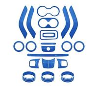 MKKHUYLBCM Pegatinas Coche para J&eep para Wrangler JK 2011-2017 Volante Consola Central Puerta Ventilación Aire Acondicionado Engranaje Portavasos Cubierta Embellecedora(Blue 21pcs)