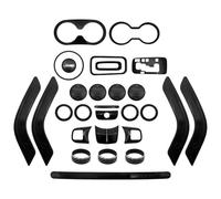 MKKHUYLBCM Pegatinas Coche para J&eep para Wrangler JK 2011-2017 Volante Consola Central Puerta Ventilación Aire Acondicionado Engranaje Portavasos Cubierta Embellecedora(Black 28pcs)