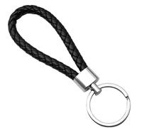 MKKZLPN Llavero de cuero trenzado para coche, 1 unidad, llavero de cuero, moda simple, regalo familiar, coche para hombres y mujeres, color negro, 黑色