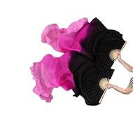 MKLHAVB Abanico de Seda for Danza del Vientre, abanicos Largos Reales Hechos a Mano, Color Degradado, Puede ser Accesorio de imitación, 1 par para Grandes Actuaciones(Color 03,150cm Real Silk)