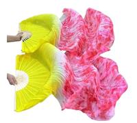 MKLHAVB Abanico de Seda for Danza del Vientre, abanicos Largos Reales Hechos a Mano, Color Degradado, Puede ser Accesorio de imitación, 1 par para Grandes Actuaciones(Color 04,120cm Real Silk)
