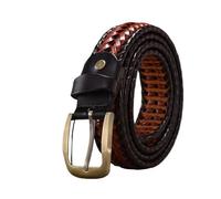 MKLHAVB Cinturón tejido a mano Cuero de vaca Hombres y mujeres Retro Casual Hebilla Cinturón hueco Versátil Para Pantalones Vaqueros(105cm,Two-tone3.5cm)