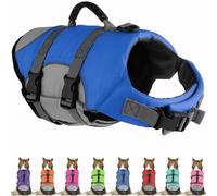 Mklhgty Chaleco salvavidas para perros, chaleco salvavidas reflectante y ajustable para perros con mango de rescate para nadar y navegar, antidesgarros para perros pequeños, medianos y grandes