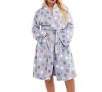 MKLQLS Bata Corta de Franela con Lunares para Mujer - Bata de Baño con Cuello en V para Otoño e Invierno,Ropa de Dormir Lujosa,Cálida,Esponjosa y Cómoda - Bata de Casa Supersuave Color Morado 4Xl