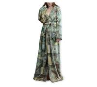 MKLQLS Bata de Franela de Felpa para Mujer - Albornoces de Invierno Mullida Verde con Diseño de Billete de Banco y Capucha - Bata de Baño Cómoda y Cálida de Manga Larga Verde M