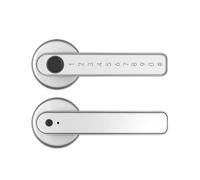 MKLUIY Cerradura de Puerta Inteligente con Huella Dactilar y Bluetooth Tuya, con contraseña electrónica, Tarjeta RFID, Llave y desbloqueo Remoto por aplicación for Hotel.(Q49-tuya Silver)