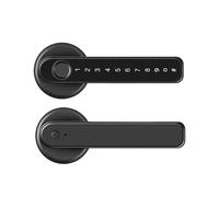 MKLUIY Cerradura de Puerta Inteligente con Huella Dactilar y Bluetooth Tuya, con contraseña electrónica, Tarjeta RFID, Llave y desbloqueo Remoto por aplicación for Hotel.(Q49-tuya Black)