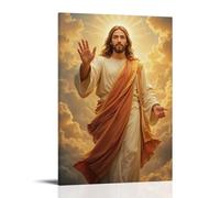 MKLYUA Póster de Jesucristo en lienzo, decoración clásica, resistente al agua, pintura universal, para regalar a amigos, profesores, 60 x 90 cm, estilo marco