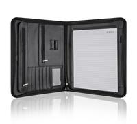 Mkobon Carpeta tipo portafolio con cremallera, organizador de carpetas de piel sintética, soporte profesional para documentos legal, bloc de notas tamaño carta A4 para escuela, negocios, oficina