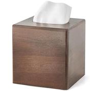Mkono Cubierta cuadrada para caja de pañuelos, soporte cuadrado de madera para caja de pañuelos de madera, organizador de cubos faciales, decoración moderna de granja para baño, dormitorio, tocador,