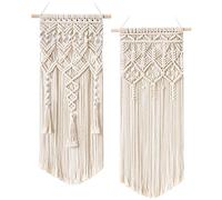Mkouo 2 Pcs Macramé Woven Colgar en la pared Boho Chic Bohemian Home Geometric Art Decor - Hermoso apartamento de decoración dormitorio, 71cm (L) x 33cm (W)