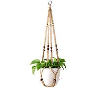 Mkouo Plant Hanger Indoor Hanging Planter Basket Flower Pot Holder Jute Rope with Beads 89cm