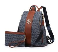 MKP COLLECTION - Juego de 2 mochilas de moda para mujer, con múltiples bolsillos, antirrobo, mochila de viaje, bolsa de hombro, Azul oscuro, 11.8"L x 5.5"W x 14"H