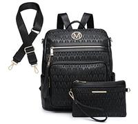 MKP COLLECTION Mochila de moda para mujer, bolso convertible grande, mochila de viaje, bolsas de hombro, juego de 2 piezas con borla, negro-1, Mochilas rucksack