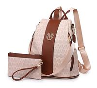 MKP COLLECTION Set de 2 mochilas de moda para mujer, con múltiples bolsillos, antirrobo, mochila de viaje, bolsa de hombro, Rosado, 11.8"L x 5.5"W x 14"H
