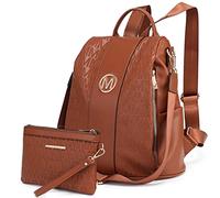 MKP COLLECTION Set de 2 mochilas de moda para mujer, con múltiples bolsillos, antirrobo, mochila de viaje, bolsa de hombro, Marrón, M