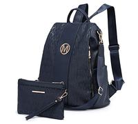 MKP COLLECTION Set de 2 mochilas de moda para mujer, con múltiples bolsillos, antirrobo, mochila de viaje, bolsa de hombro, Azul, M