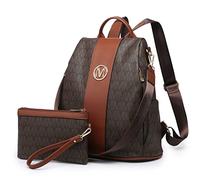 MKP COLLECTION Set de 2 mochilas de moda para mujer, con múltiples bolsillos, antirrobo, mochila de viaje, bolsa de hombro, 0-café, 11.8"L x 5.5"W x 14"H
