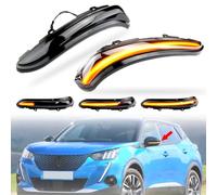 MKptopia 2 uds luces LED de señal de giro indicadores de espejo lateral izquierdo + derecho con función dinámica Compatible con Peu-geot 208 2008 Citr-oen C3 C4 Ca-ctus O-pel C-orsa F